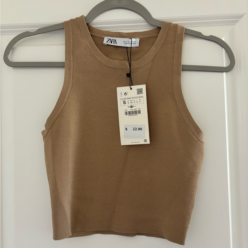 Zara Camel Sleeveless Tank Top